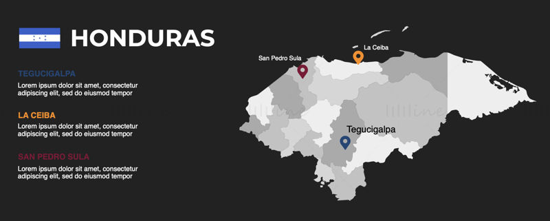 Honduras-Infografiken Karte bearbeitbare PPT und Keynote