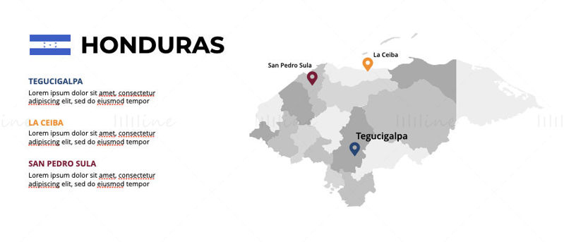 Honduras-Infografiken Karte bearbeitbare PPT und Keynote
