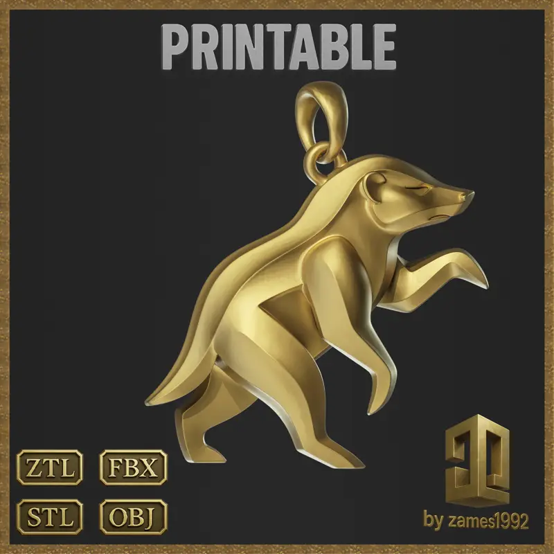 Modello di stampa 3D di design di gioielli con ciondolo minimalista Honey Badger