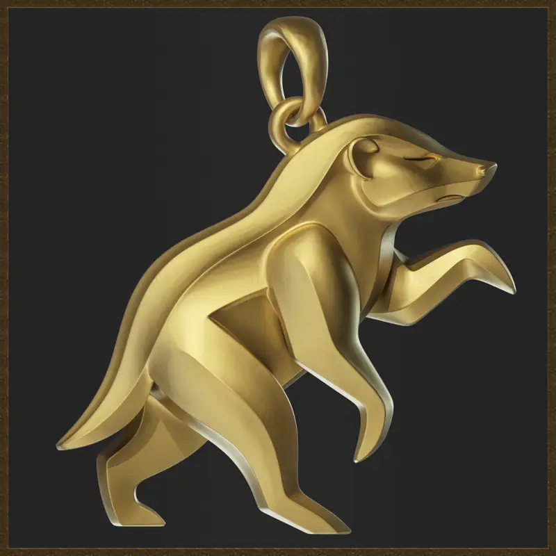 Modello di stampa 3D di design di gioielli con ciondolo minimalista Honey Badger
