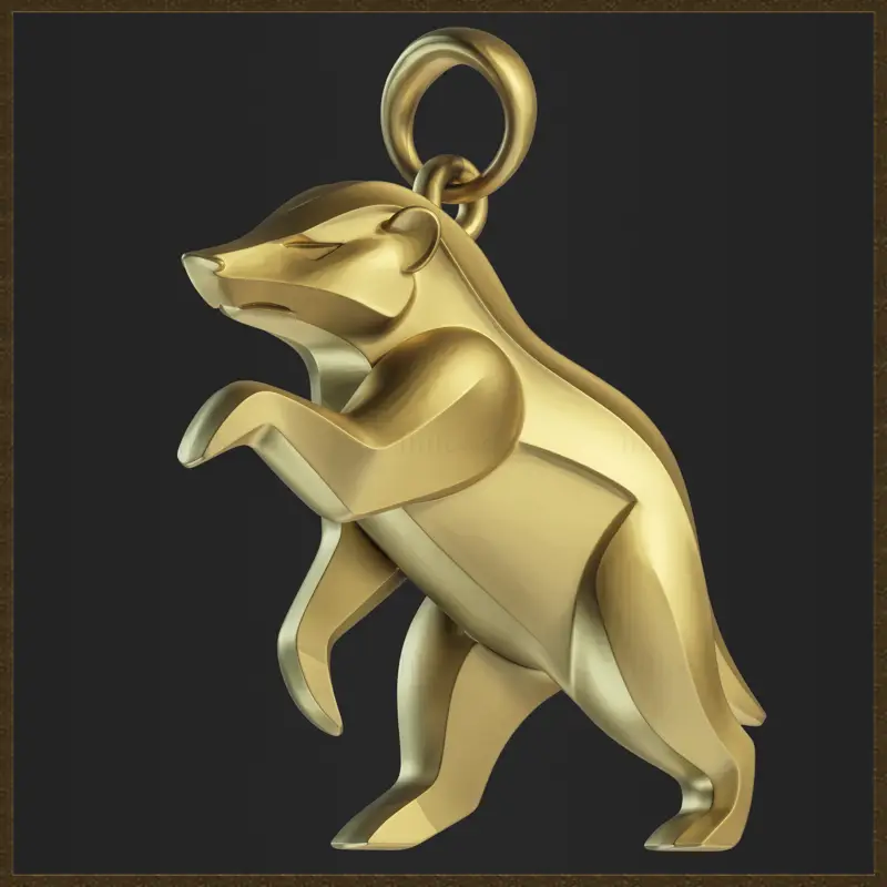 Modello di stampa 3D di design di gioielli con ciondolo minimalista Honey Badger