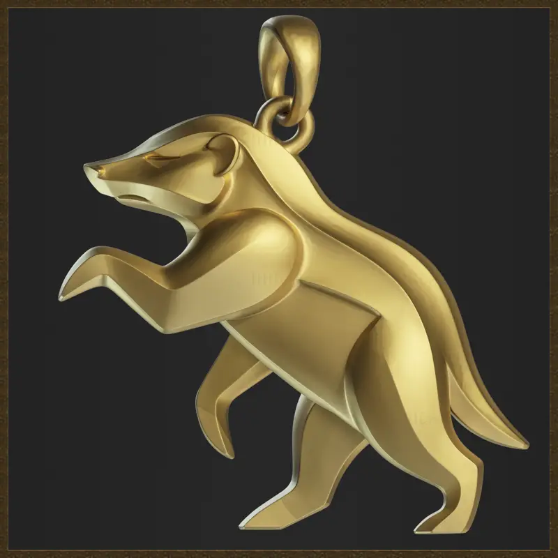 Modello di stampa 3D di design di gioielli con ciondolo minimalista Honey Badger