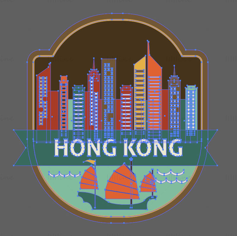 Hong Kong iconic elements vector eps png