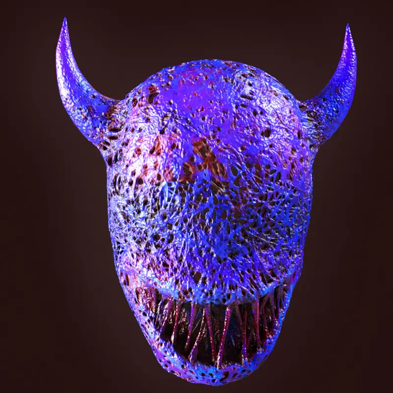 Modelo de impressão 3D de máscara escura de demônio de terror