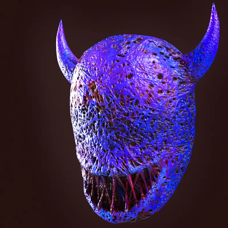 Modelo de impressão 3D de máscara escura de demônio de terror