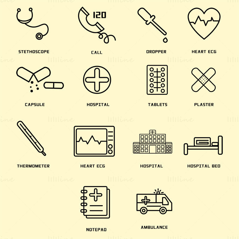 Hospital medical line icon vector