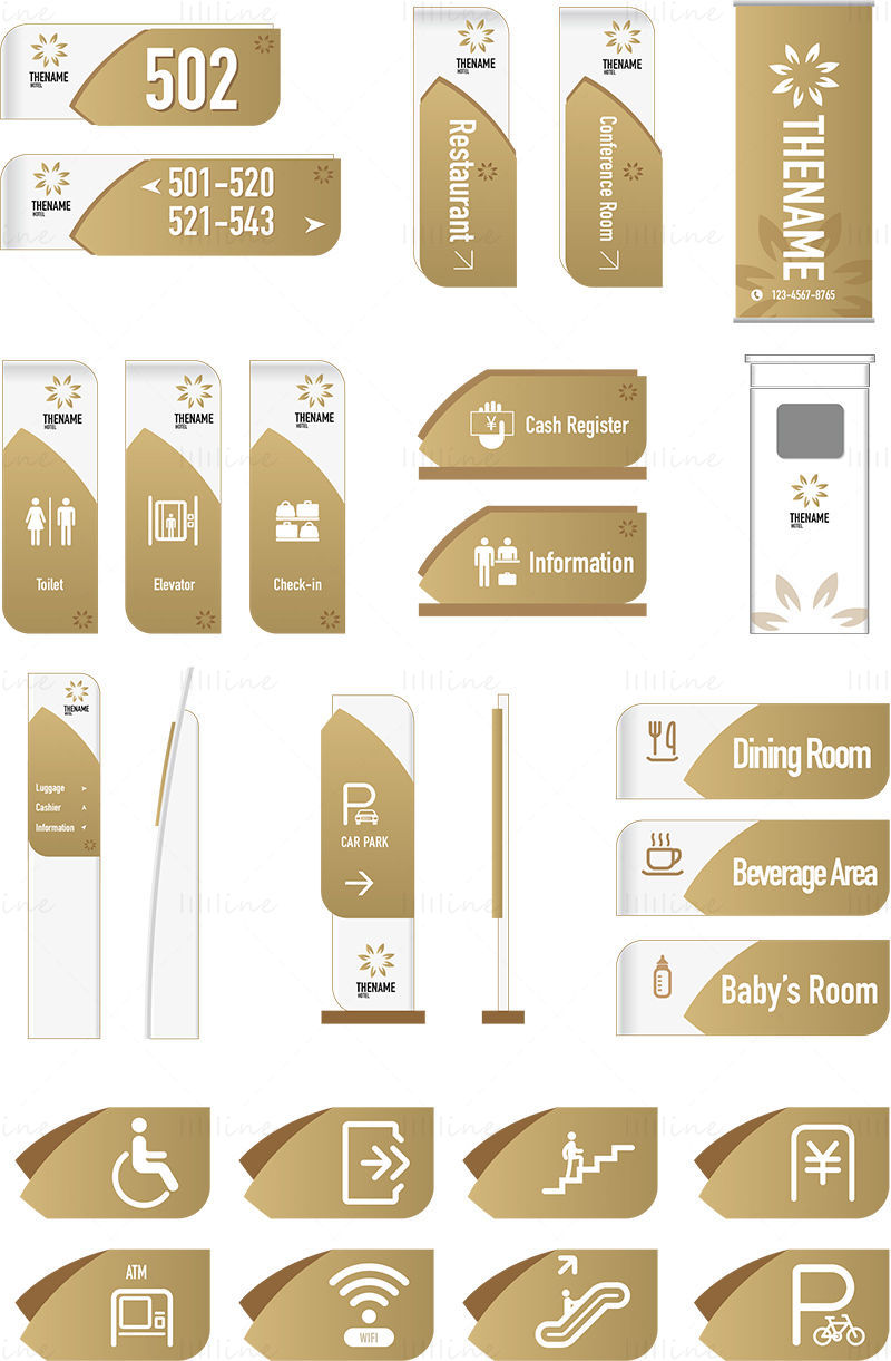 Hotel visual identity system concept vector