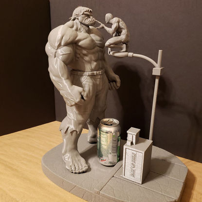 Hulk und Spiderman Diorama 3D-Druckmodell STL