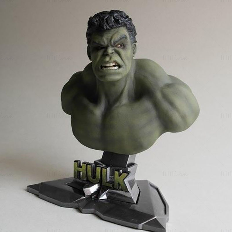 Modelo 3D de busto do Hulk pronto para imprimir OBJ FBX