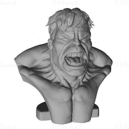 Modelo 3D de busto do Hulk pronto para imprimir OBJ FBX STL