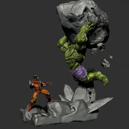 Hulk vs Wolverine Diorama 3D Printing Model STL