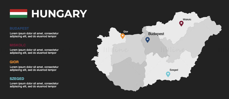 Hungary Infographics Map editable PPT & Keynote