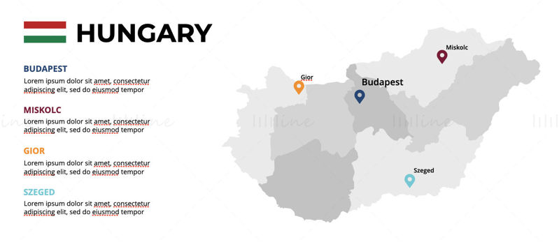Hungary Infographics Map editable PPT & Keynote