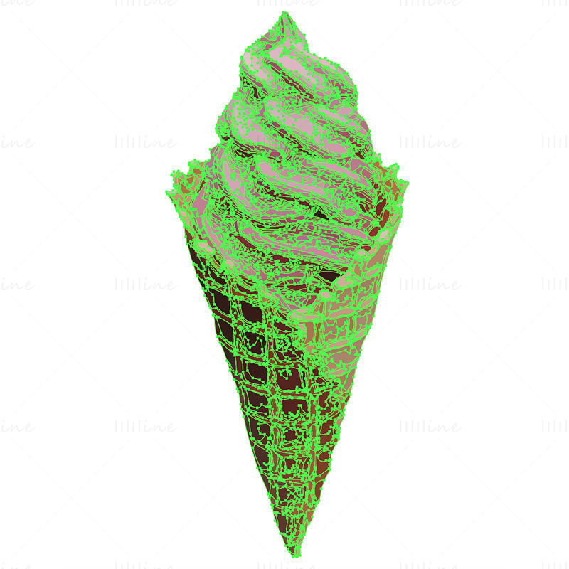 逼真冰淇淋脆筒AI矢量图形