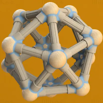 Ikosaedrische Strukturen mit Atomen 3D-Druckmodell STL