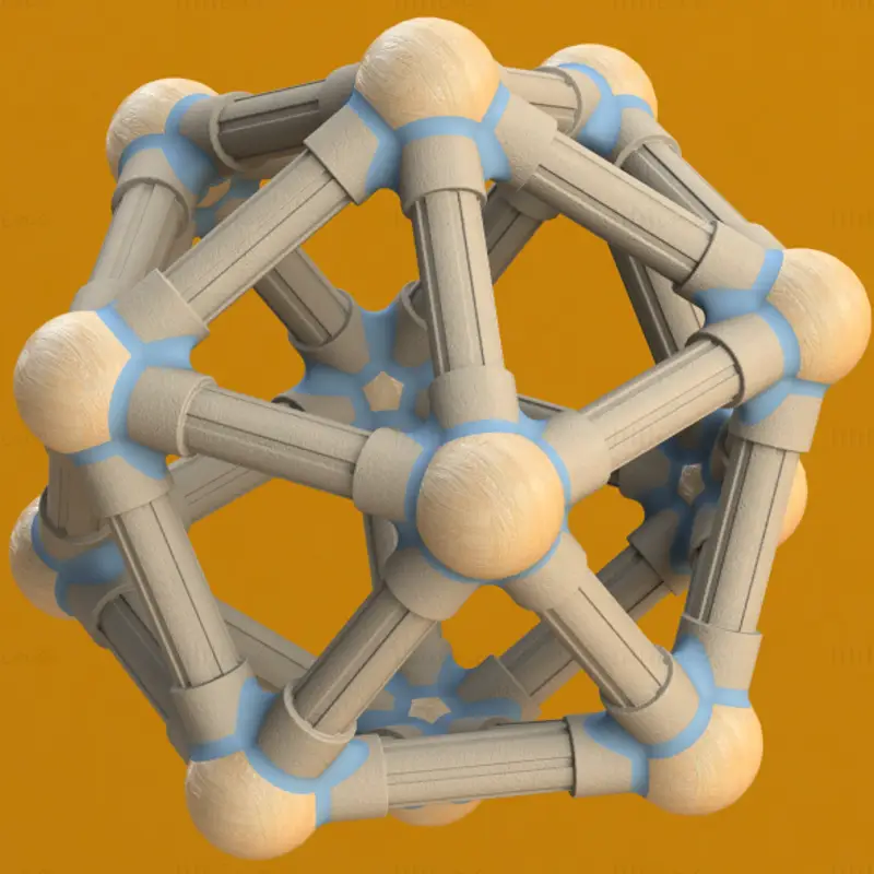 Icosahedral Structures with Atoms 3D Print Model STL
