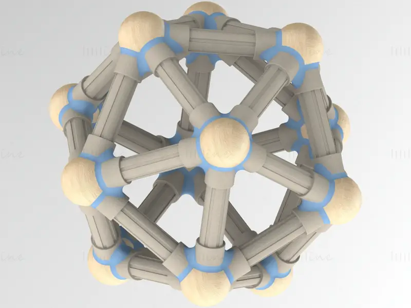 Ikosaedrische Strukturen mit Atomen 3D-Druckmodell STL