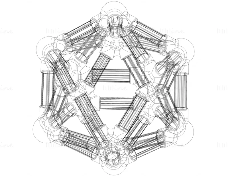 Икосаэдрические структуры с атомами 3D-модель для печати STL