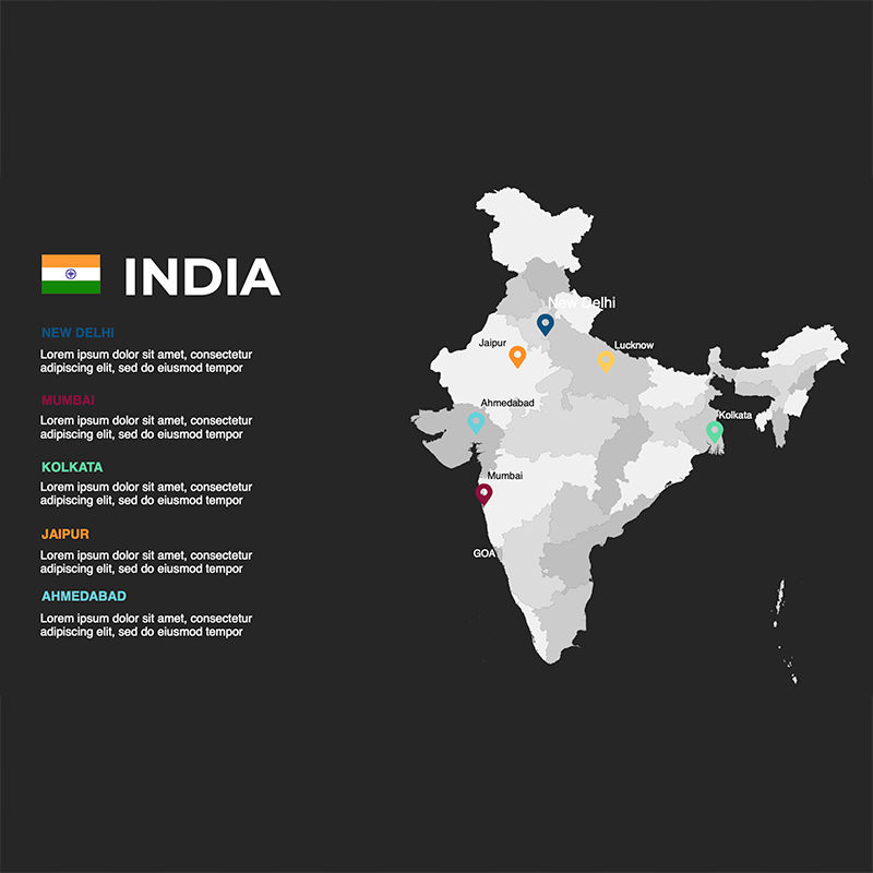 India Infographics Map editable PPT & Keynote