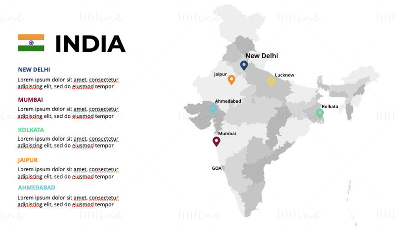 India Infographics Map editable PPT & Keynote