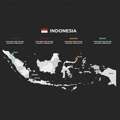 إندونيسيا الرسوم البيانية خريطة للتحرير PPT والكلمة الرئيسية