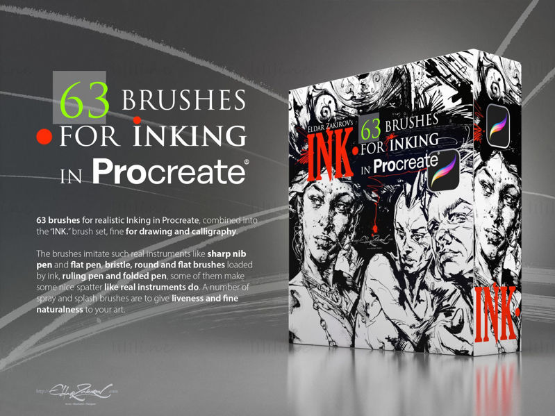 INKT. voor Procreate: 63 penselen voor realistisch inkten