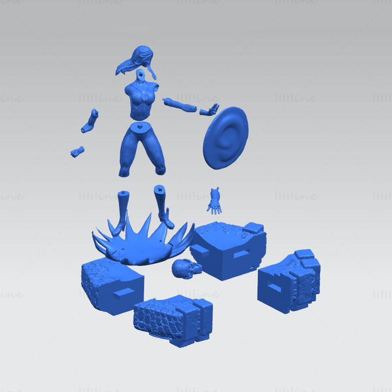 Láthatatlan nő szobrok 3D-s modell STL nyomtatásra készen