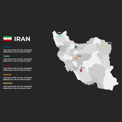 إيران خريطة الرسوم البيانية للتحرير PPT والكلمة الرئيسية