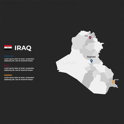 Mappa infografica dell'Iraq PPT modificabile e nota chiave