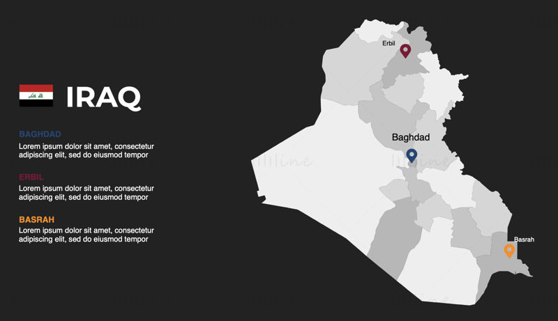 Iraq Infographics Map szerkeszthető PPT és Keynote