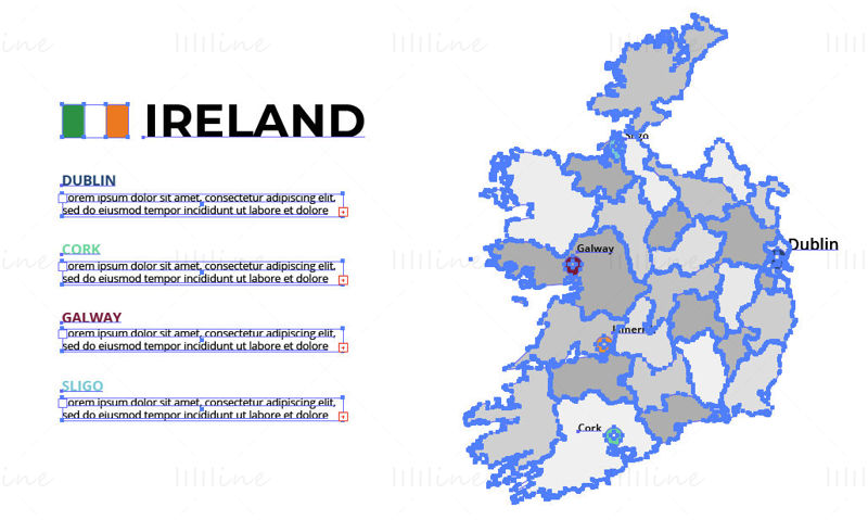 アイルランド地図ベクトル