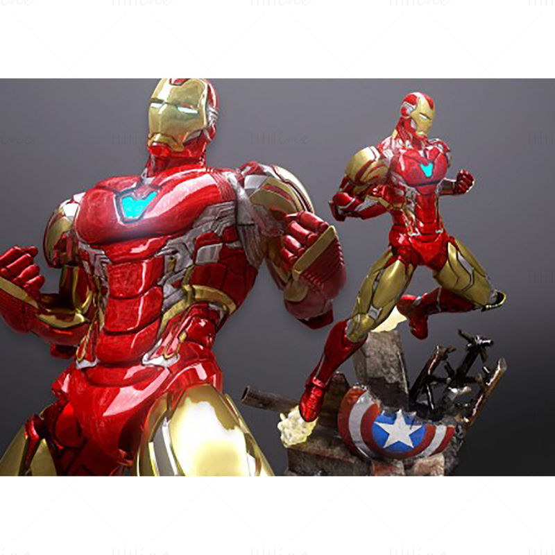 Iron Man and The Shield 3D Model Ready to Print STL
