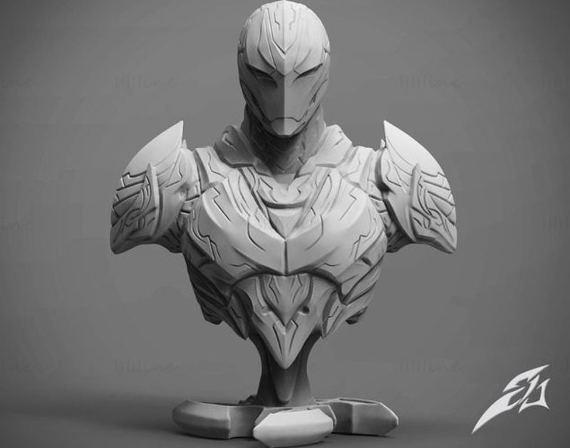 Ironman Bust Dark Armor 3D-model klaar om af te drukken OBJ FBX STL