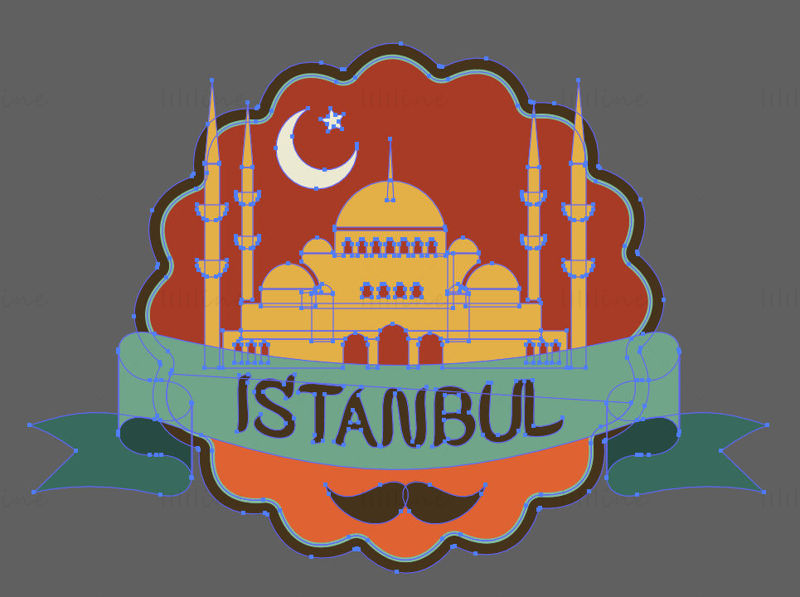 Istanbul iconic elements vector eps png