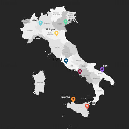 Italien-Infografik-Karte, bearbeitbar als PPT und Keynote