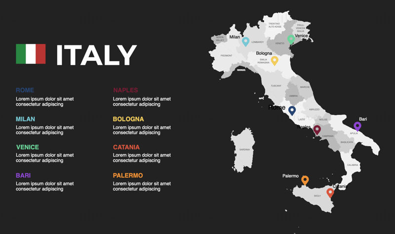 Italy Infographics Map editable PPT & Keynote
