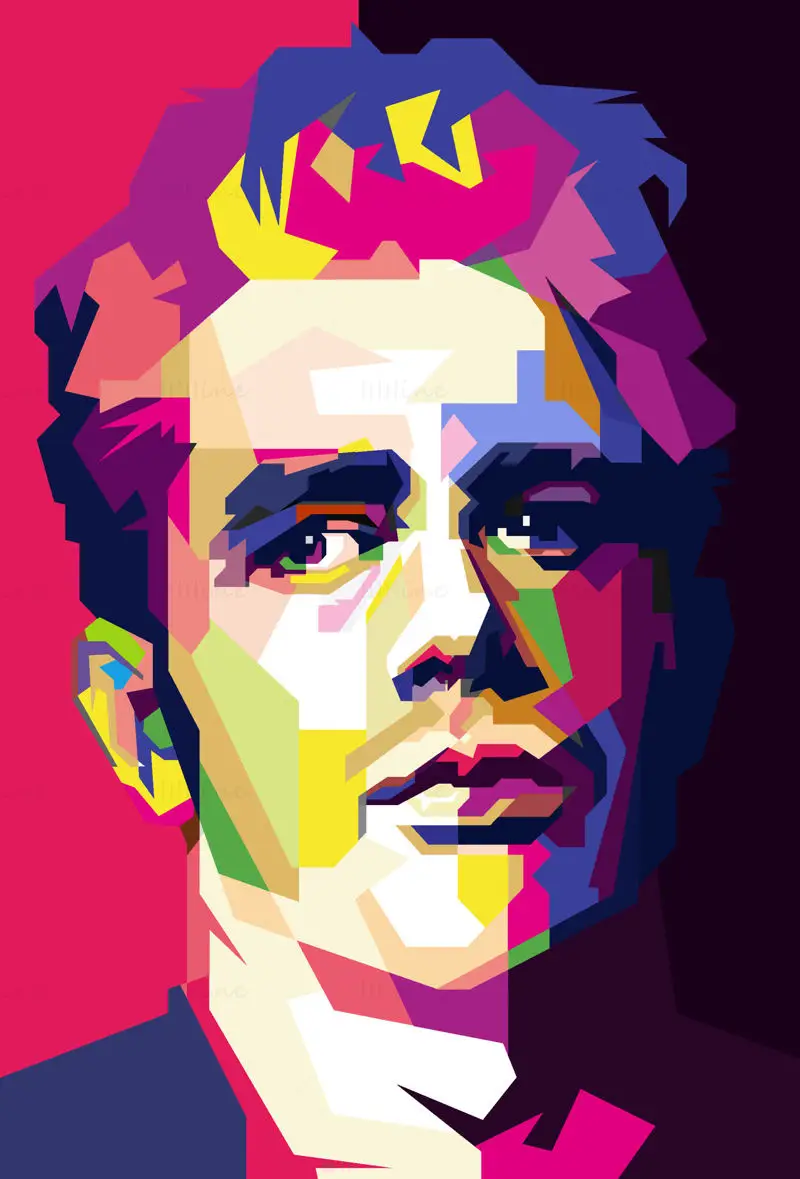 James Dean Hollywoodski igralec iz 60-ih Pop Art WPAP Vector