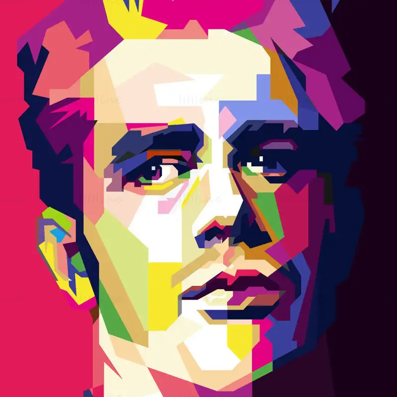 James Dean 60'lar Hollywood Oyuncusu Pop Art WPAP Vektör