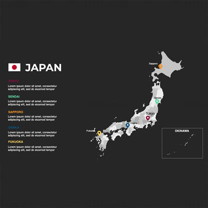日本インフォグラフィックスマップ編集可能なPPTと基調講演