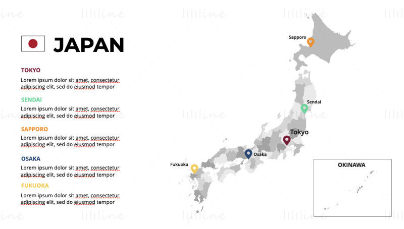 Harta Infografică Japoniei PPT editabilă și Keynote