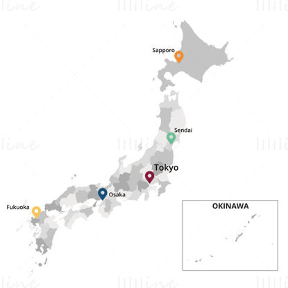 Japonya harita vektörü
