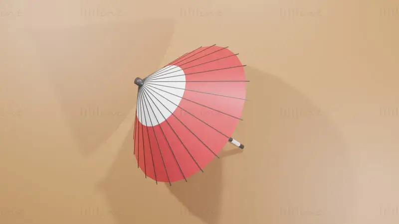 Modelo 3D de guarda-chuva japonês