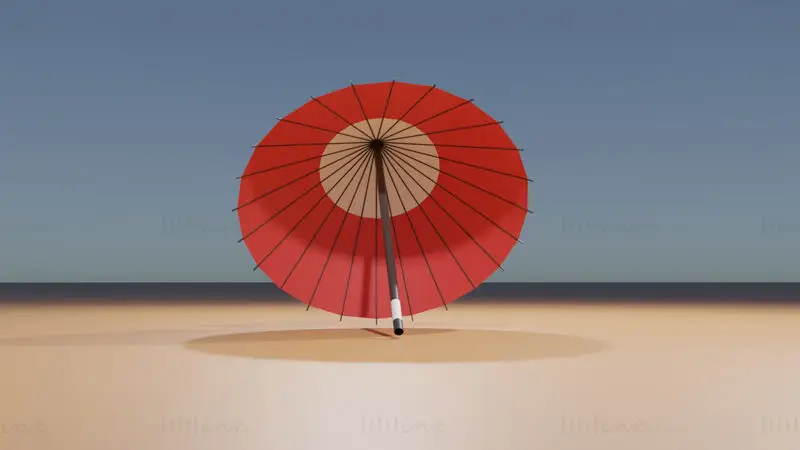 Modello 3D dell'ombrello giapponese