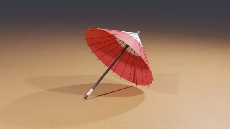 Modelo 3D de guarda-chuva japonês