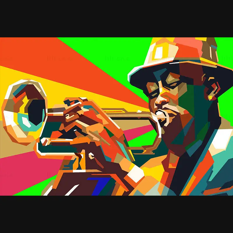 Jazz Trumpet Instrument Pop Art WPAP Vector