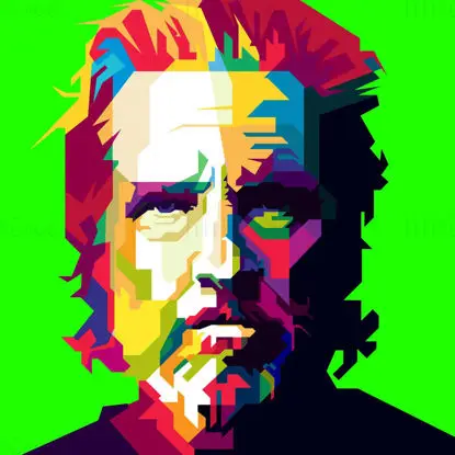 Jeff Bridges Ator de Hollywood Pop Art WPAP Vector