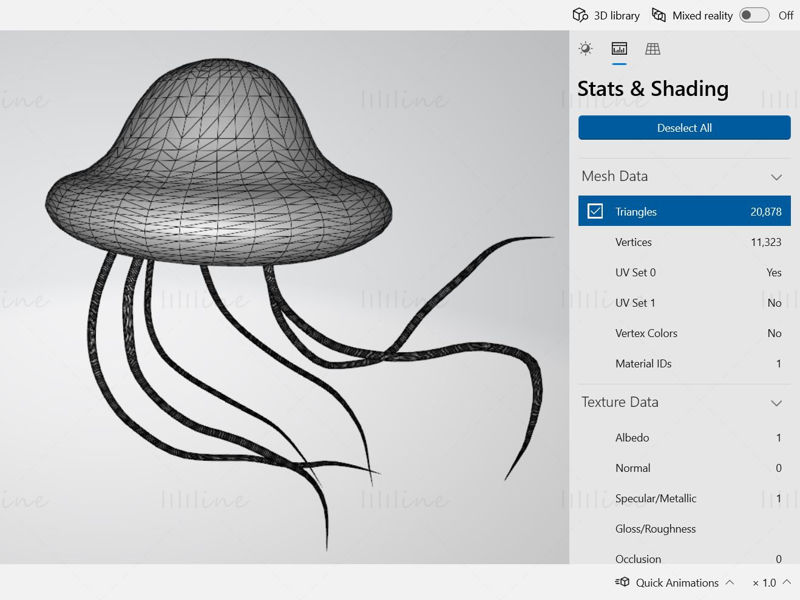 Jelly Fish 3D Print Model