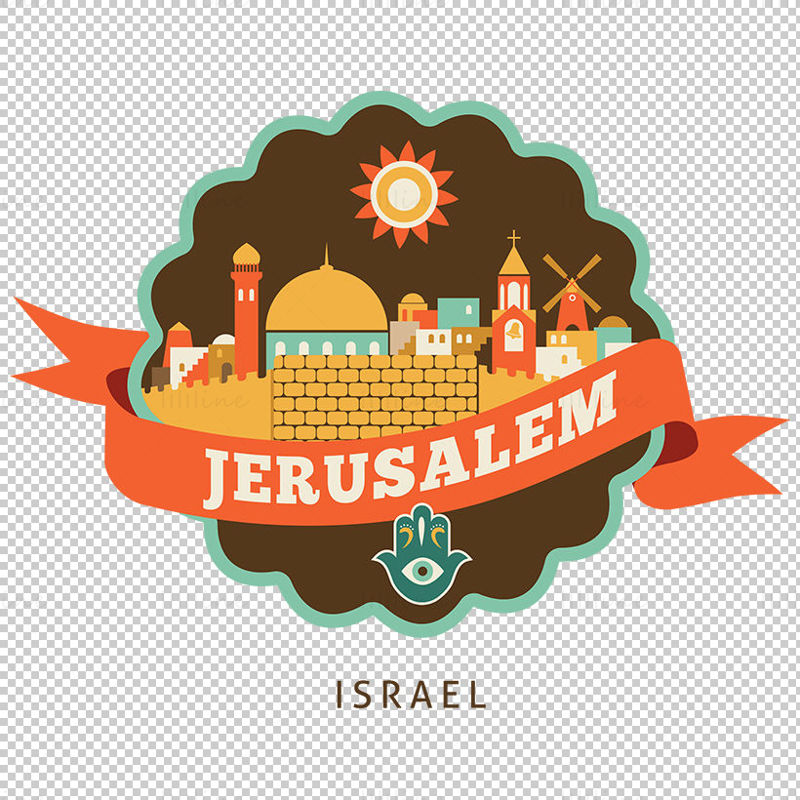 Jerusalem City iconic elements vector eps png