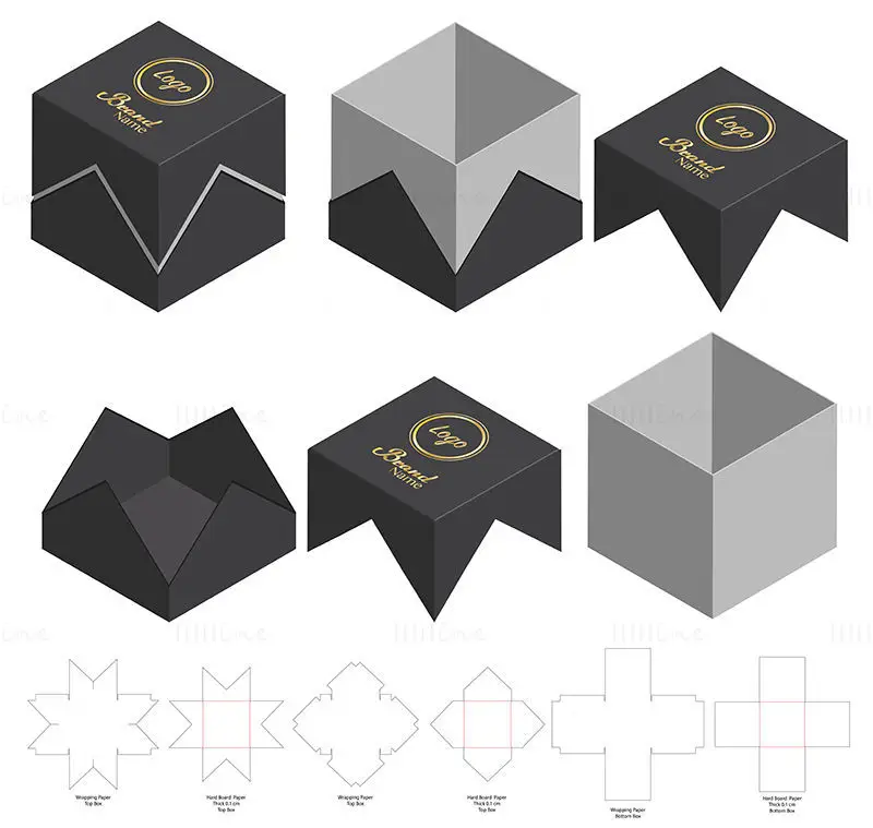 Jewelry packaging box dieline vector