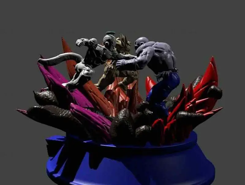 Jiren vs Goku and Frieza Statue 3D Printing Model STL